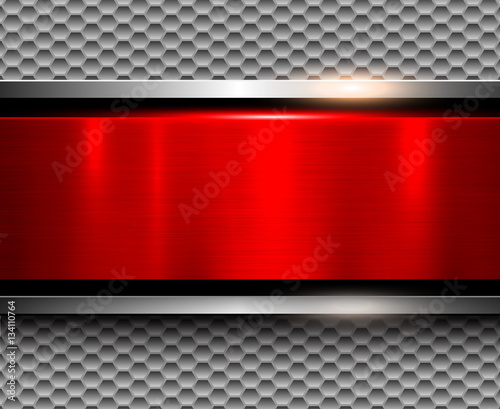 Background metallic silver with red metal banner
