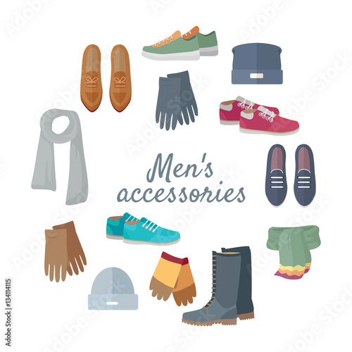 Man s Accessories Vector Concept in Flat Design