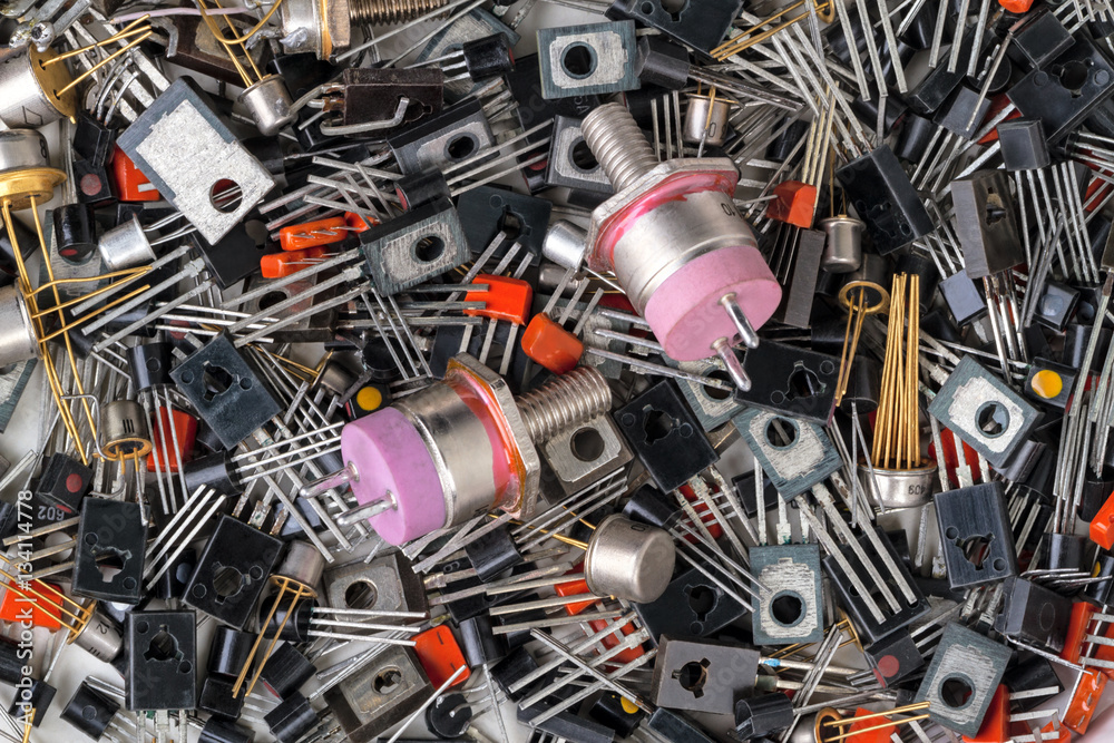 Fototapeta premium Background of different transistors