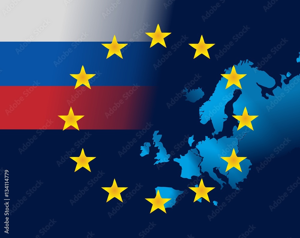 EU and flag of Russia EU and flag of Russia