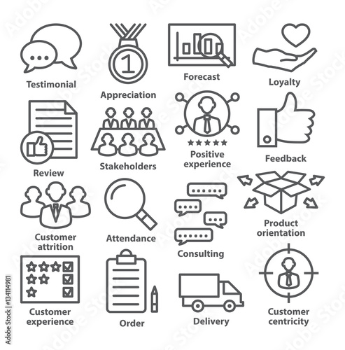Business management icons in line style. Pack 26.