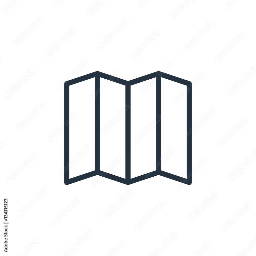 map web thin line icon on white background; minimalistic office map web thin line icon on white background; minimalistic office