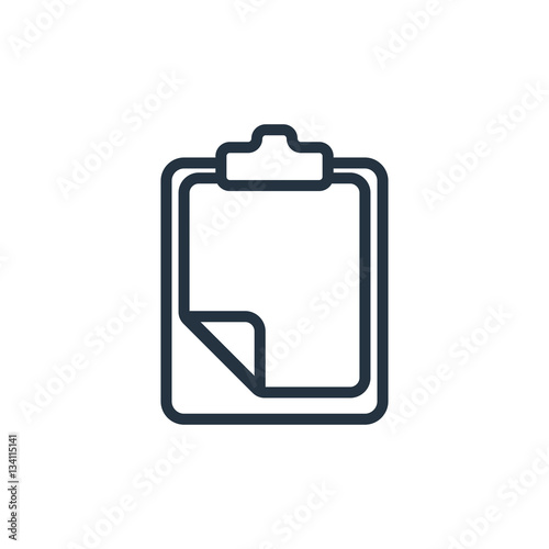 clipboard web thin line icon on white background;  minimalistic