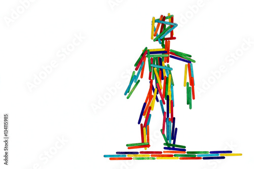 Fotografie collage figure of a golem human figure, illustrating the concept of humanism, hu