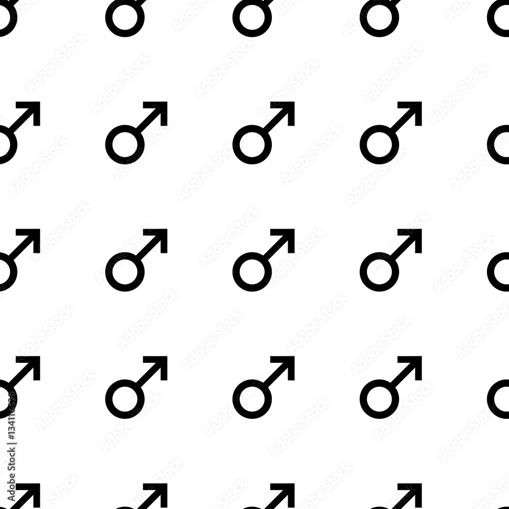 Seamless Pattern With The Black Male Symbols Male Signs Same Sizes 