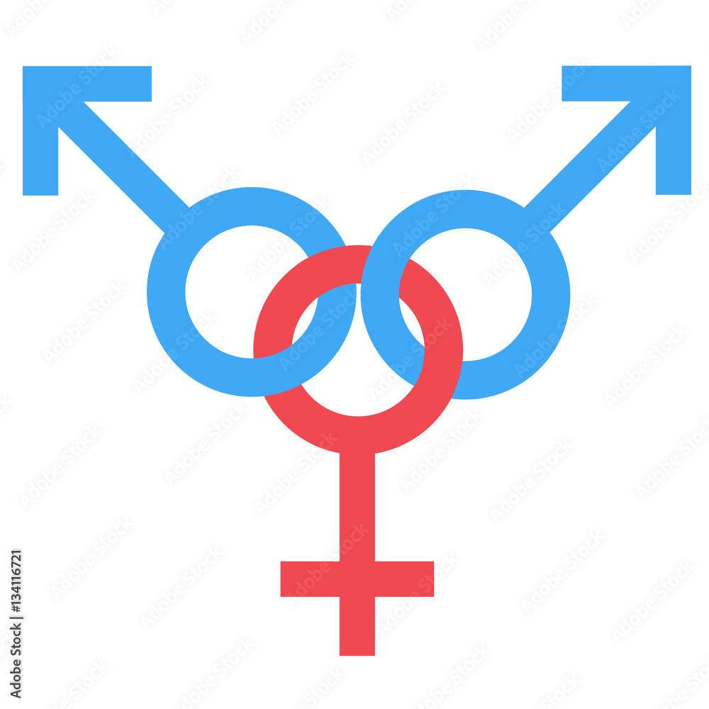 Sex gangbang symbol. Gender man and woman connected symbol