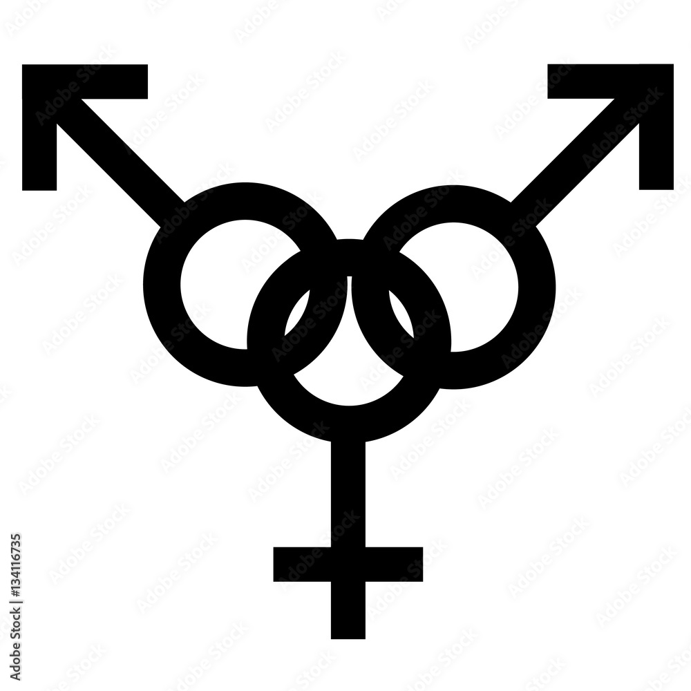 Sex gangbang black symbol. Gender man and woman connected symbol image