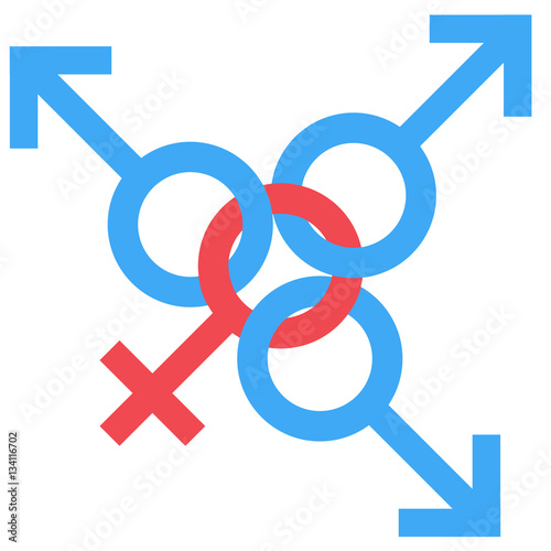 Sex swedish family symbol. Gender man and woman connected symbol. Male and female abstract symbol. Vector Illustration