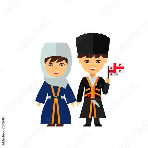 Couple in Georgian national dress icon