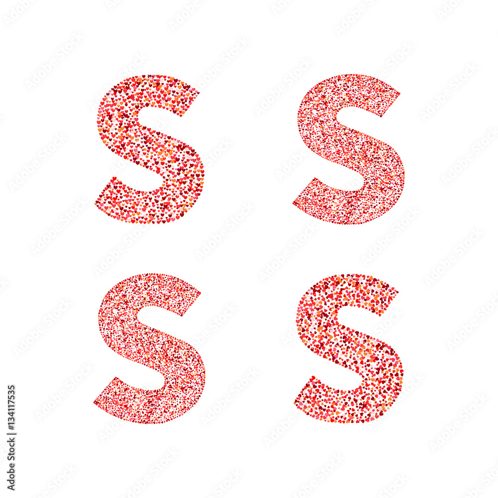 Alphabet letter S with red heart on Valentine's Day. Valentine`s ...
