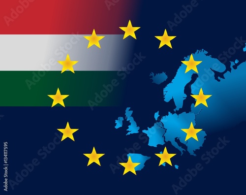 EU and flag of Hungary