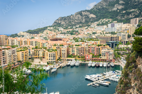 Monte Carlo harbour city panorama. View of luxury yachts and apartments in harbor of Monaco © maximuscci