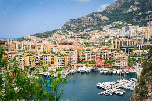 Monte Carlo harbour city panorama. View of luxury yachts and apartments in harbor of Monaco © maximuscci