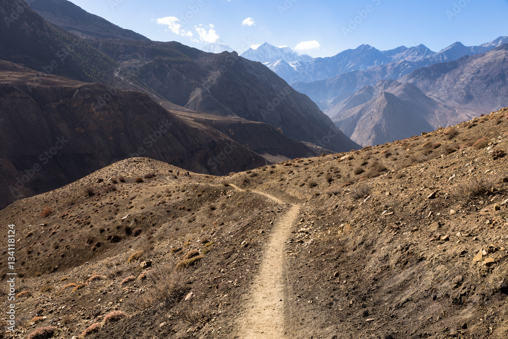 mountain trail in the Himalayas, Mustang Nepal