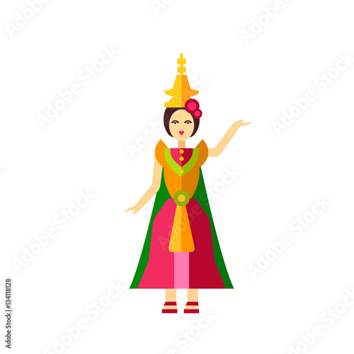Thai dancer in colorful dress icon