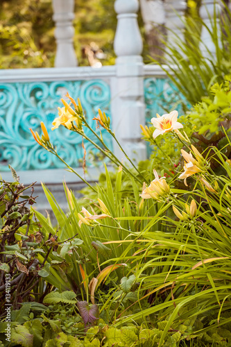 beautiful summer garden with alcove  