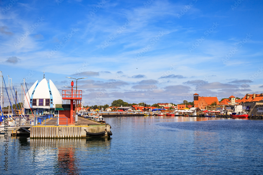 View on the quay in port of Hel, Poland.