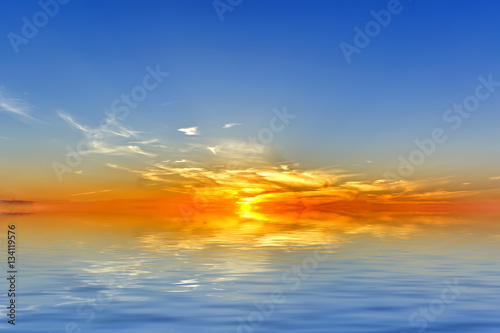 Sunrise in the sea. Summer