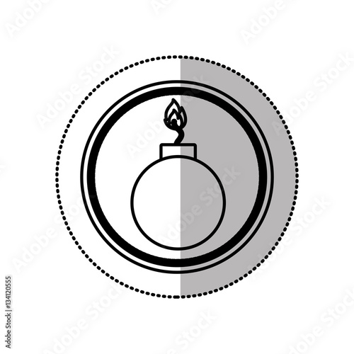 monochrome middle shadow sticker of bomb virus in circle vector illustration
