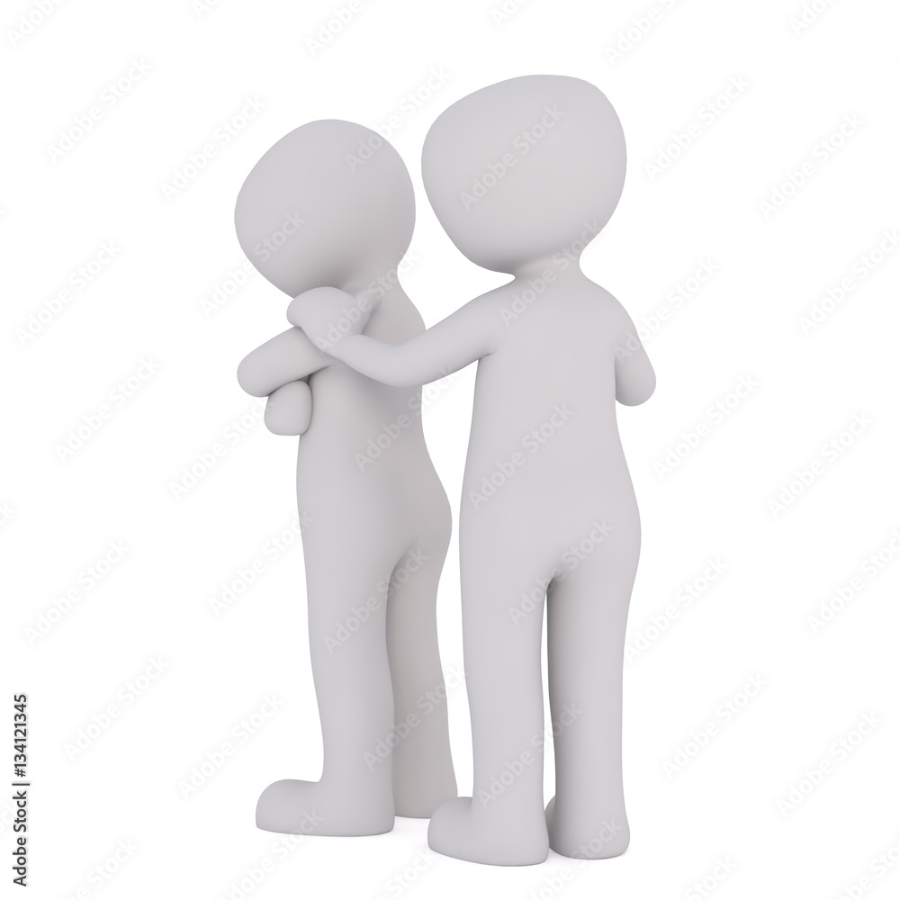 3d man comforting his friend or wife 3d man comforting his friend or wife