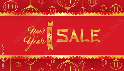 Chinese new year super sale design banner.