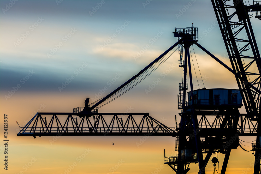 industrial crane landscape at Bilbao, Spain