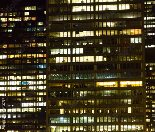 Night cityscape of skyscraper.