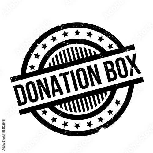 Donation Box rubber stamp. Grunge design with dust scratches. Effects can be easily removed for a clean, crisp look. Color is easily changed.