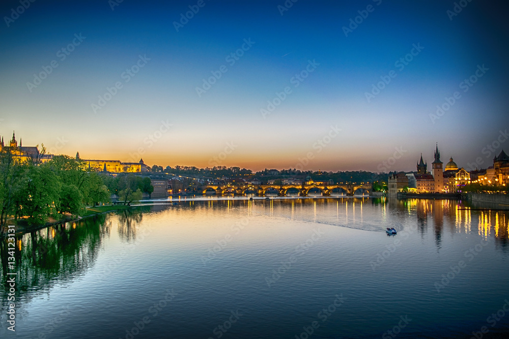 Charles bridge in the evening, Prague