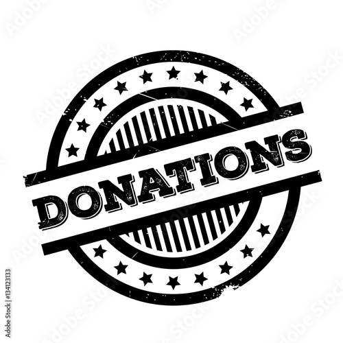 Donations rubber stamp. Grunge design with dust scratches. Effects can be easily removed for a clean, crisp look. Color is easily changed.