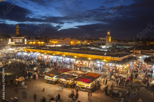 Place Djemaa el-Fna in Marrakech, Morocco, at twilight photo