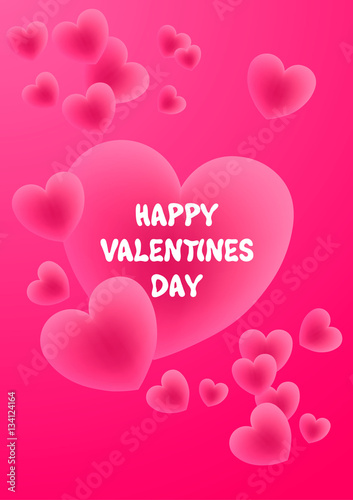 Happy Valentine's Day.The image is a flying colorful hearts on a gray background. Grunge. Modern style