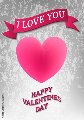 Happy Valentine's Day.The image is a flying colorful hearts on a gray background. Grunge. Modern style