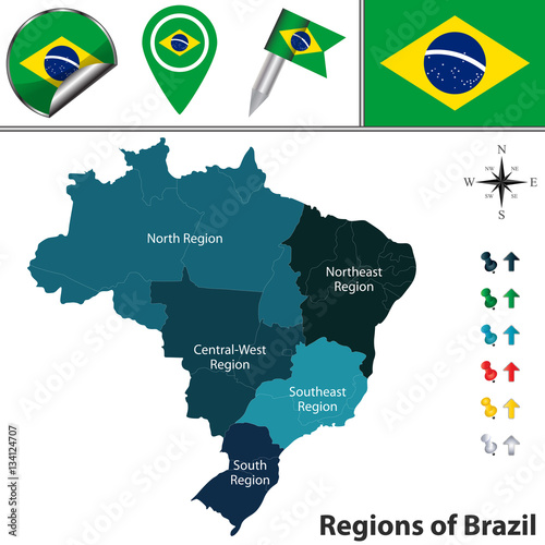 Map of Brazil with Regions