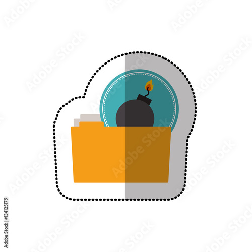 colorful middle shadow sticker of virus folder bomb vector illustration