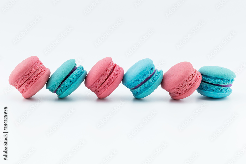 Fototapeta premium colourful french macaroons or macaron on white background