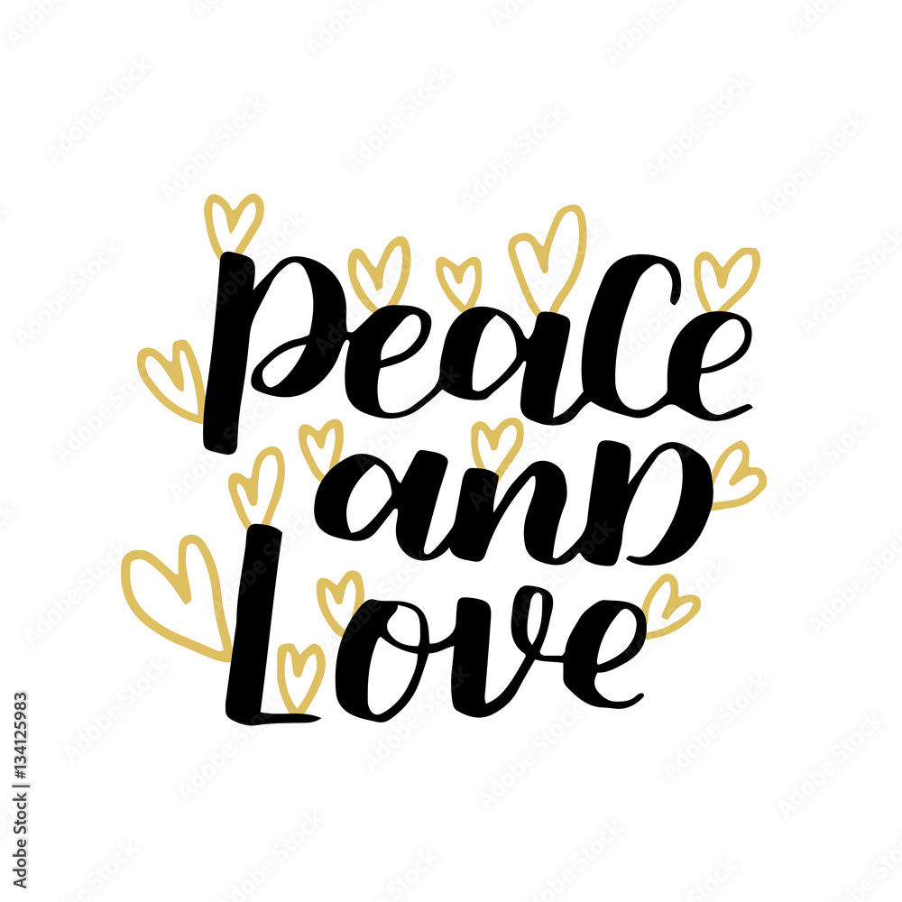 Fototapeta premium handwritten lettering quote about love to valentines day design or wedding invitation, home decor and other, calligraphy vector illustration. black and gold brush ink on white isolated background.
