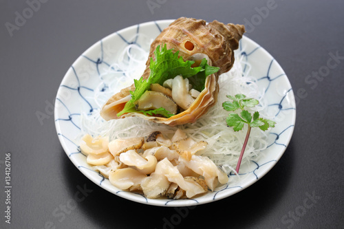 tsubu gai sashimi, japanese whelk sashimi photo