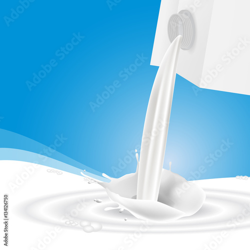 Milk splash pouring out white box