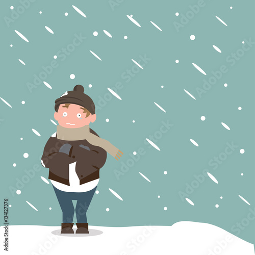 freezing man flat illustration character
