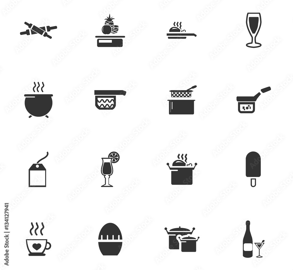 food and kitchen icon set food and kitchen icon set