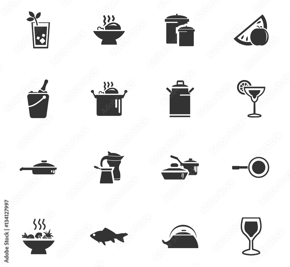 food and kitchen icon set food and kitchen icon set