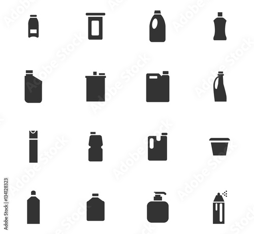 household chemicals icon set