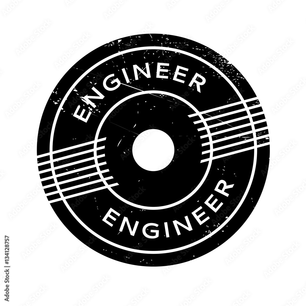 Engineer rubber stamp. Grunge design with dust scratches. Effects can be easily removed for a clean, crisp look. Color is easily changed.