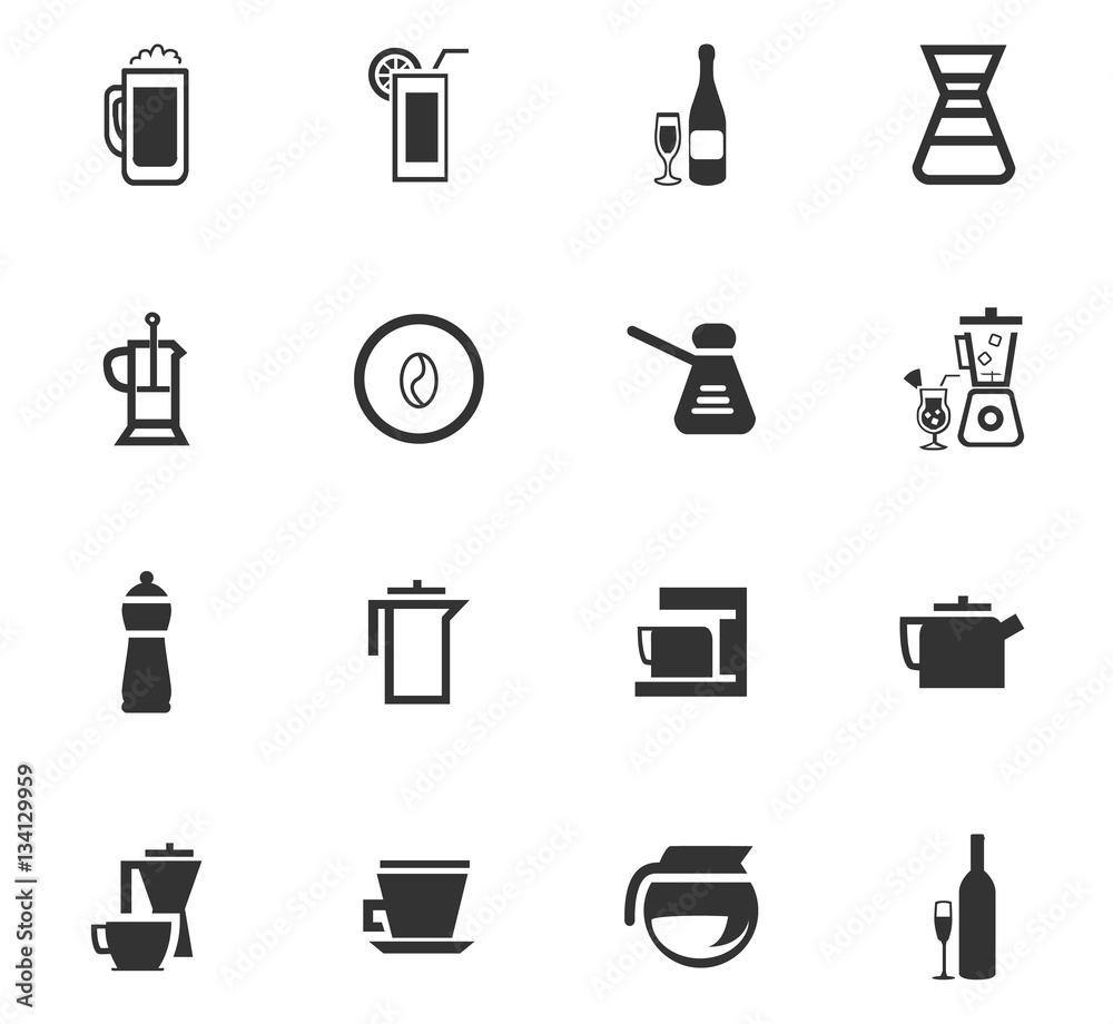 utensils for beverages icon set utensils for beverages icon set