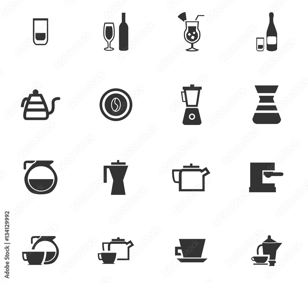 utensils for beverages icon set utensils for beverages icon set