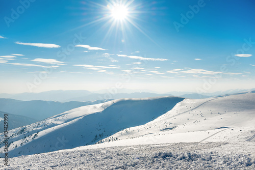 Beautiful winter mountains with snow
