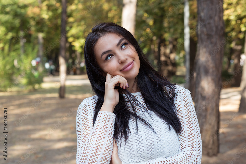 woman looking upwards daydreaming something nice woman looking upwards daydreaming something nice