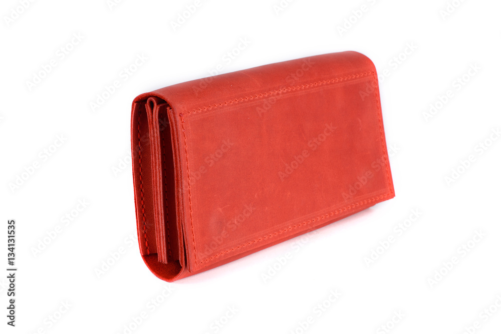 Leather wallet on a white background, isolated