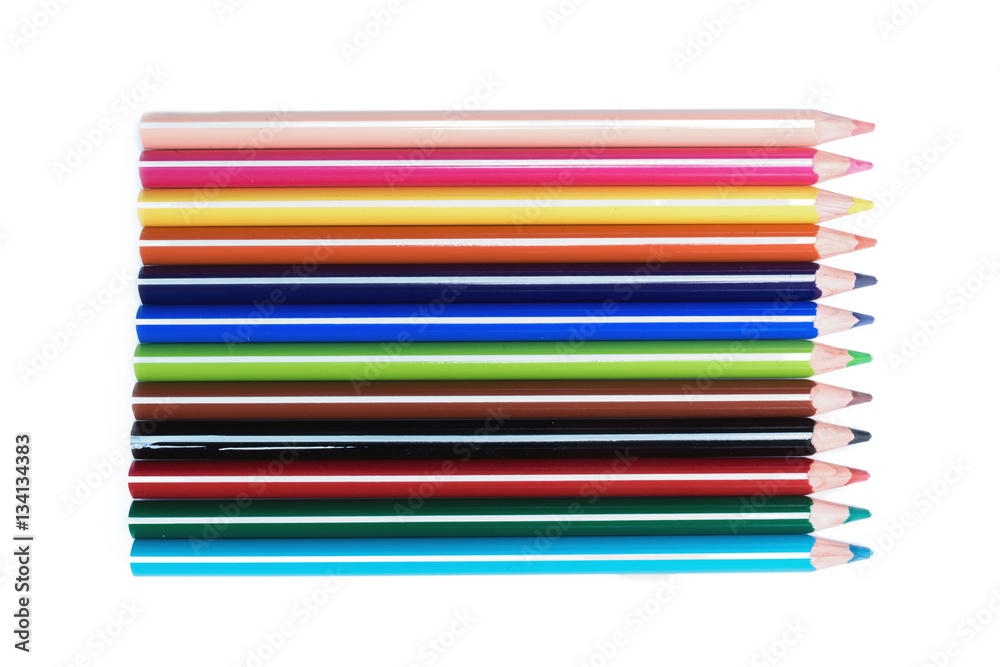 Color pencils isolated on white background